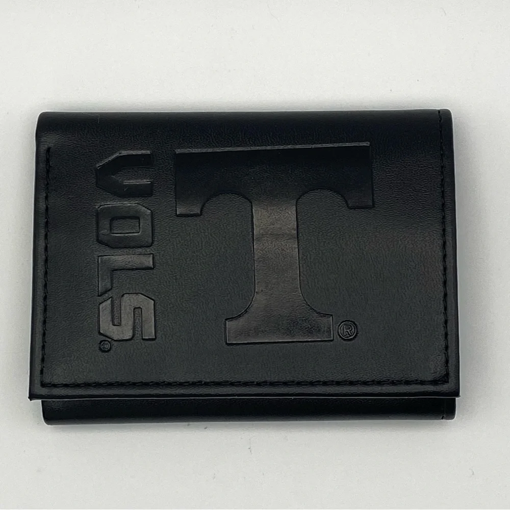 UT VOLS Black Leather Trifold Wallet TN College Fan Big Orange Graduation NWOT
